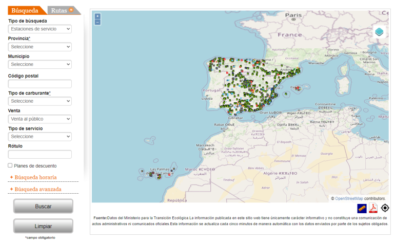 Inicio de Geoportal Gasolineras